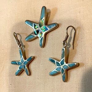 Silver 9.25 PENDANT + ERRRINGS ( pierced)